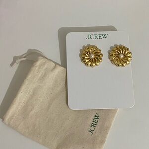 J. Crew Gold Swirl Flower Stud Earrings